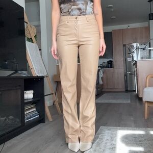 Faux leather tan pants